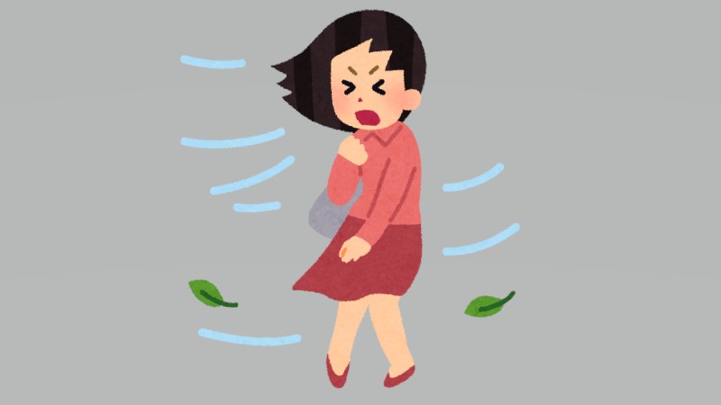 風が強すぎる日、必死…